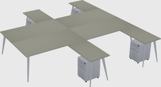 Shared l-shaped office desk system