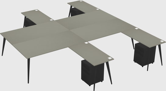 Shared l-shaped office desk system