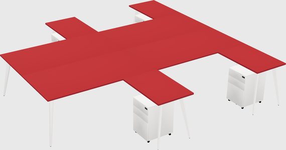 Shared l-shaped office desk system