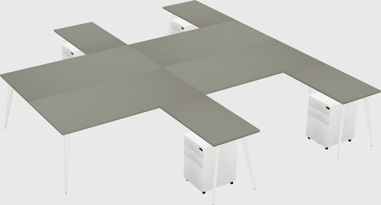 Shared l-shaped office desk system