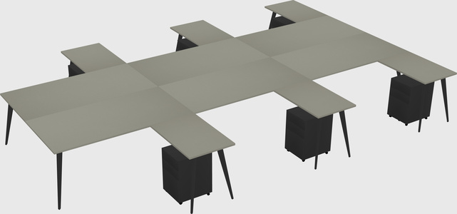 Shared l-shaped office desk system