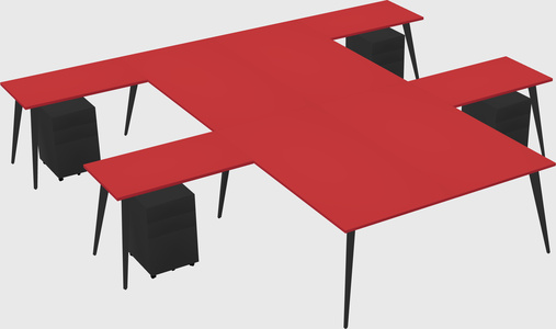 Shared l-shaped office desk system