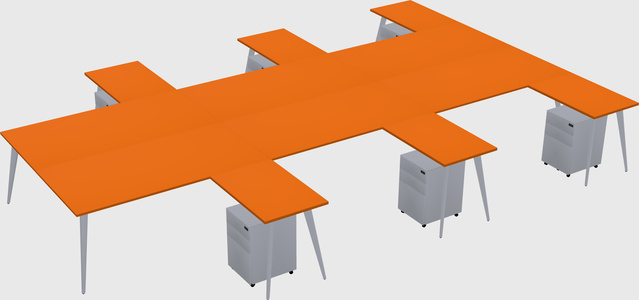 Shared l-shaped office desk system