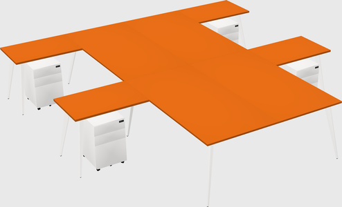 Shared l-shaped office desk system