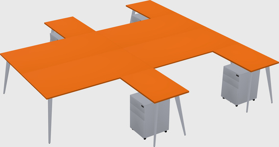 Shared l-shaped office desk system