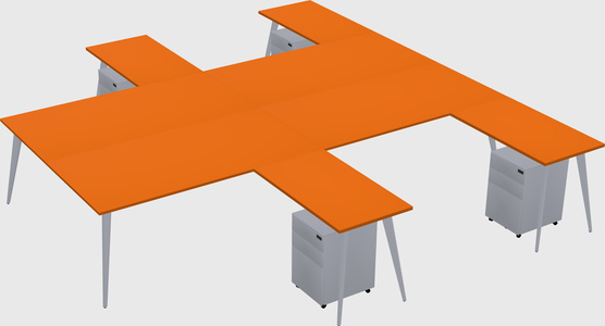 Shared l-shaped office desk system