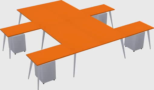 Shared l-shaped office desk system