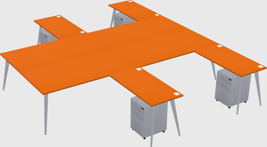 Shared l-shaped office desk system
