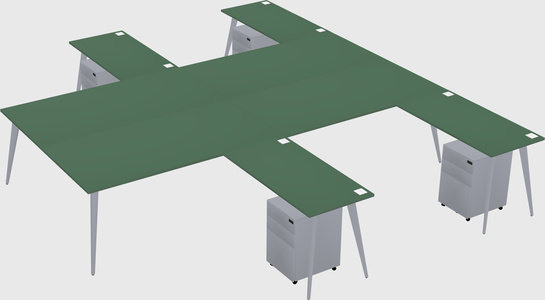 Shared l-shaped office desk system