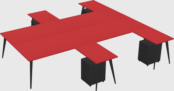 Shared l-shaped office desk system