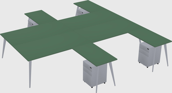 Shared l-shaped office desk system