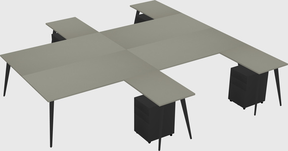 Shared l-shaped office desk system