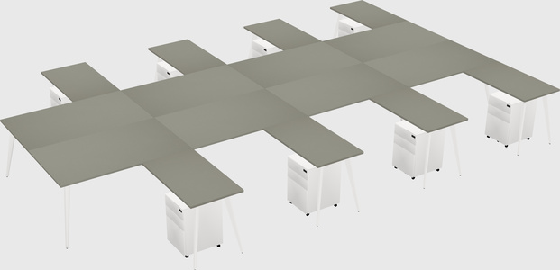 Shared l-shaped office desk system