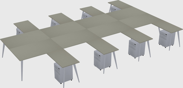 Shared l-shaped office desk system