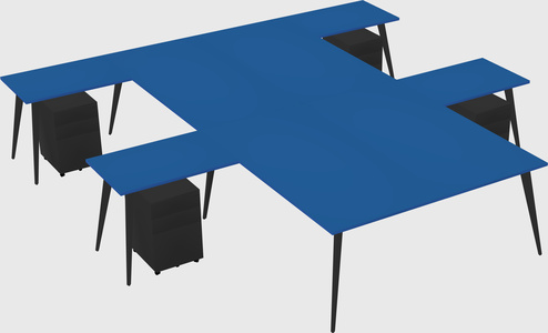 Shared l-shaped office desk system