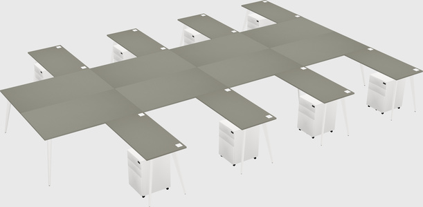 Shared l-shaped office desk system