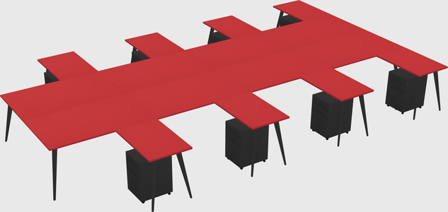 Shared l-shaped office desk system