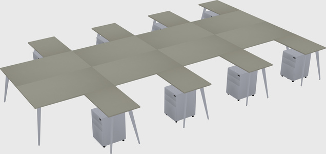 Shared l-shaped office desk system