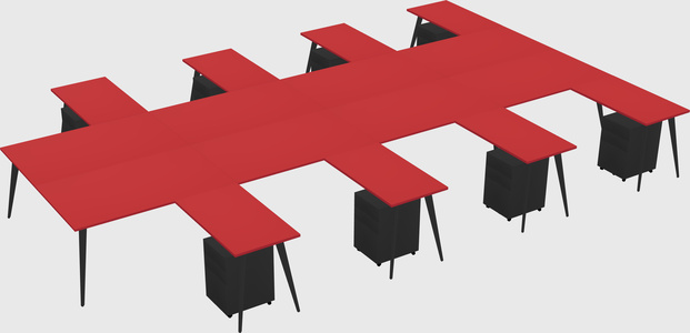 Shared l-shaped office desk system