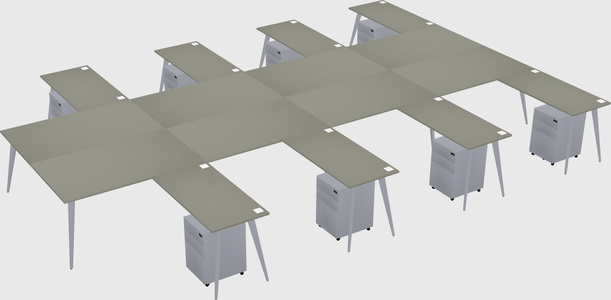Shared l-shaped office desk system