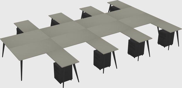 Shared l-shaped office desk system