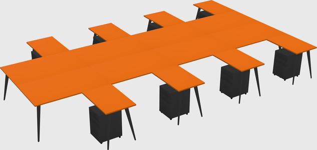 Shared l-shaped office desk system
