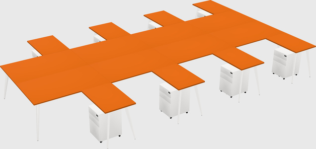 Shared l-shaped office desk system