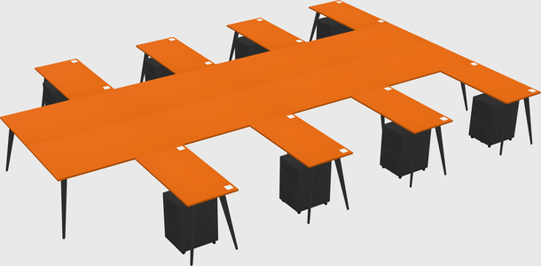Shared l-shaped office desk system