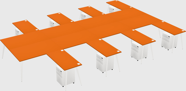 Shared l-shaped office desk system