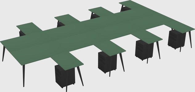 Shared l-shaped office desk system
