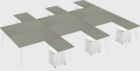 Shared l-shaped office desk system