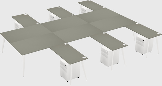 Shared l-shaped office desk system
