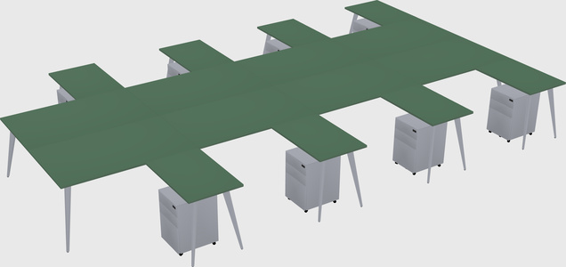Shared l-shaped office desk system