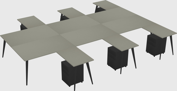 Shared l-shaped office desk system