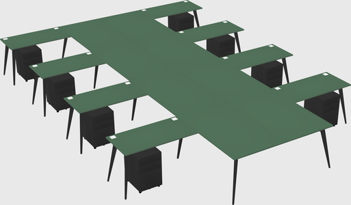 Shared l-shaped office desk system