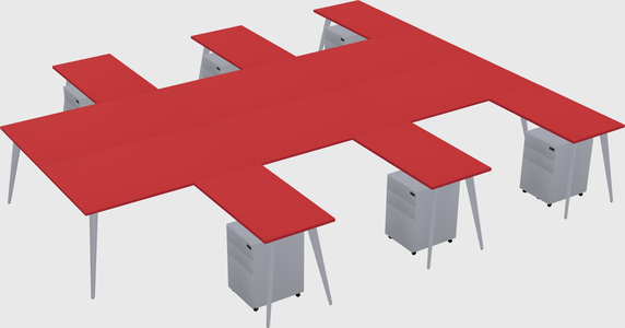 Shared l-shaped office desk system