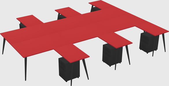 Shared l-shaped office desk system