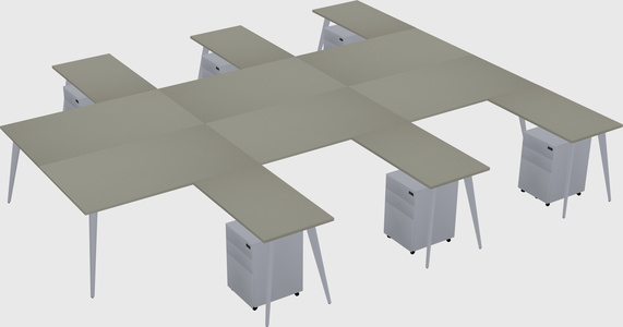 Shared l-shaped office desk system
