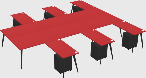 Shared l-shaped office desk system