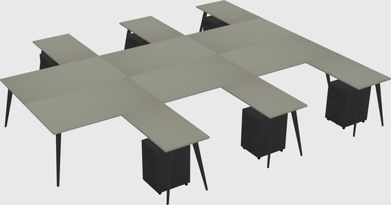 Shared l-shaped office desk system