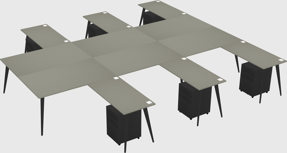 Shared l-shaped office desk system
