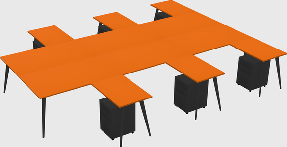 Shared l-shaped office desk system