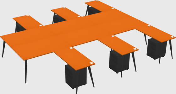 Shared l-shaped office desk system