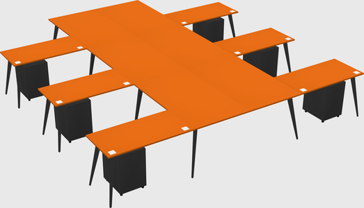 Shared l-shaped office desk system