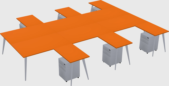 Shared l-shaped office desk system