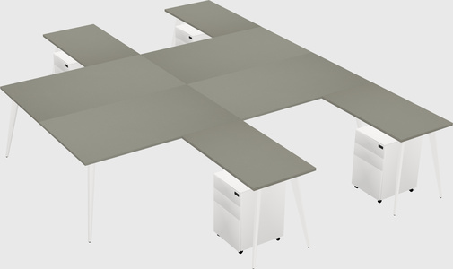 Shared l-shaped office desk system