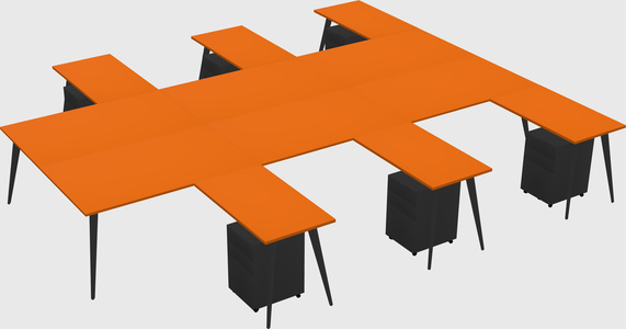 Shared l-shaped office desk system