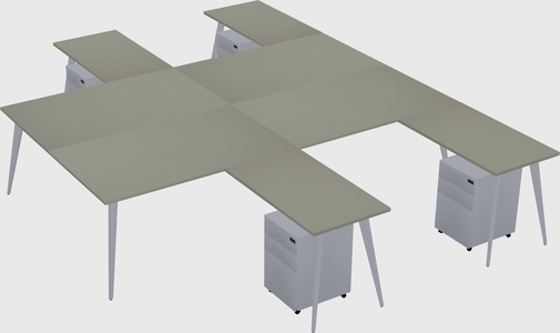 Shared l-shaped office desk system
