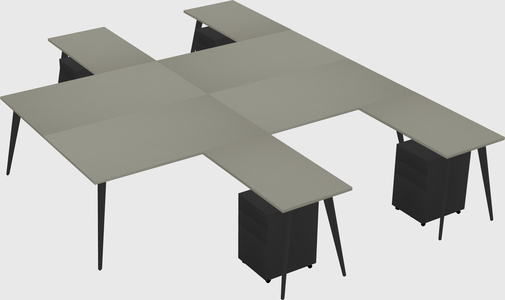 Shared l-shaped office desk system