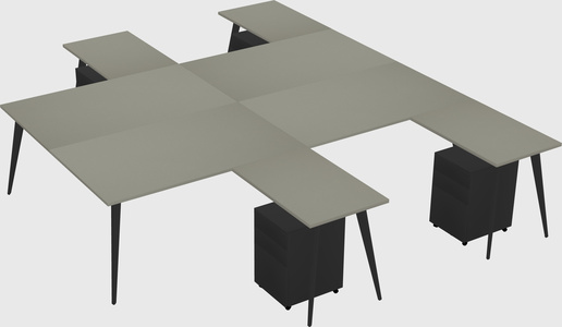 Shared l-shaped office desk system